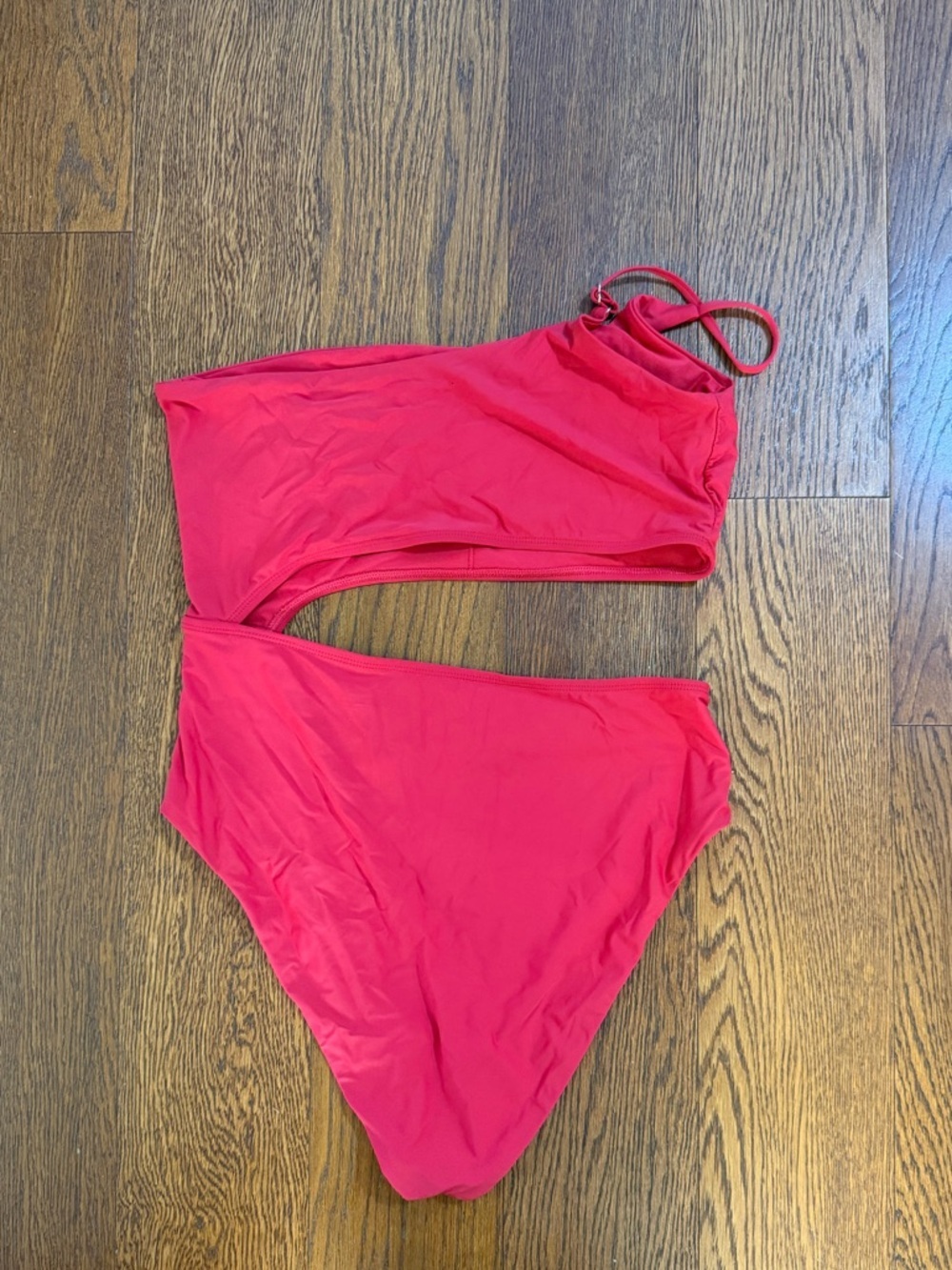 gianni bini Onepiece Cherry Red One shoulder cut out swimsuit beach Size Large - Picture 2 of 5